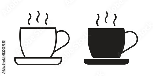 Coffee icon flat simple icon. Liner version - stock vector.