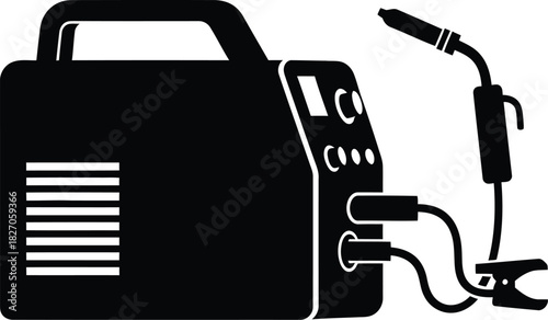 Black and white welding machine vector illustration