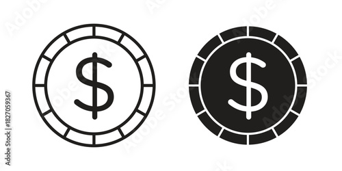 Coin icon flat simple icon. Liner version - stock vector.
