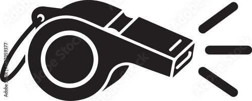 Referee Whistle Blow Illustration in Black and White