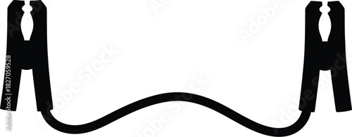 Black and white suspenders with clips on white background