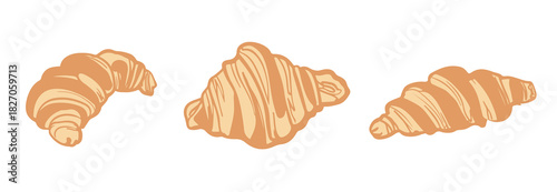 Croissant retro line art bakery illustration