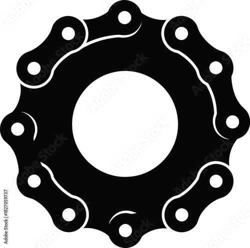 Black bicycle chainring icon isolated on white background