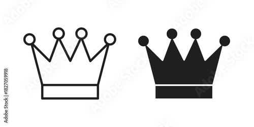 Crown icon flat simple icon. Liner version - stock vector.