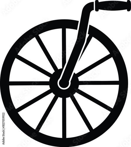 Penny farthing bicycle wheel silhouette classic transportation icon
