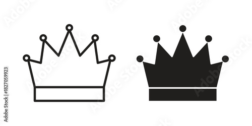 Crown icon flat simple icon. Liner version - stock vector.