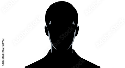 A stark, minimalist silhouette representing an unknown person's identity, conveying the concept of anonymity, digital privacy, and a generic user profile placeholder graphic