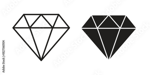 Diamond icon flat simple icon. Liner version - stock vector.