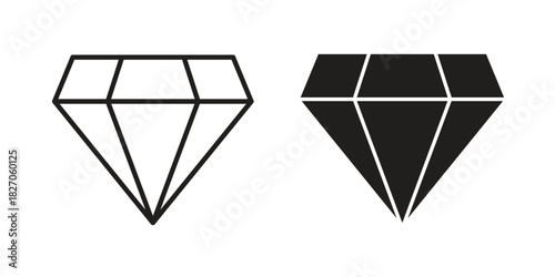 Diamond icon flat simple icon. Liner version - stock vector.
