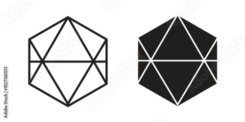 Dice d20 icon flat simple icon. Liner version - stock vector.