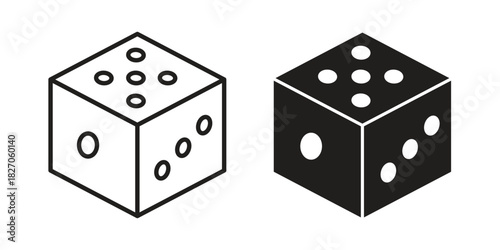 Dice icon flat simple icon. Liner version - stock vector.