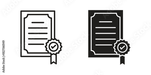 Diploma icon flat simple icon. Liner version - stock vector.