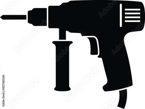 Black and white drill tool vector illustration