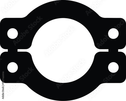 Black and white illustration of a flange or clamp