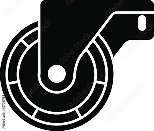 Black and white caster wheel icon illustration
