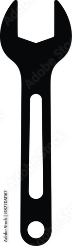 Black and white wrench tool silhouette graphic