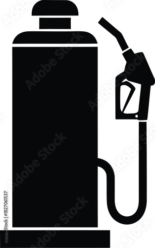 Black and white fuel pump or gas pump station icon illustration