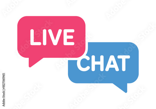 Live chat communication bubbles signify real-time conversation and interaction