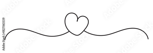 Heart icon hand drawn. Heart continuous line drawing. one line art sketch heart. Symbol love. Valentines card with line art drawing of simple heart sign.