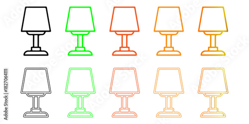 Vector Outline Table Lamp Icons Set