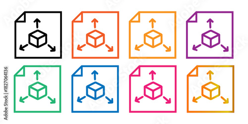 [3D File and Modeling Icons Set]