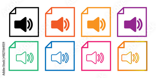 Colorful Audio File Document Icons Set