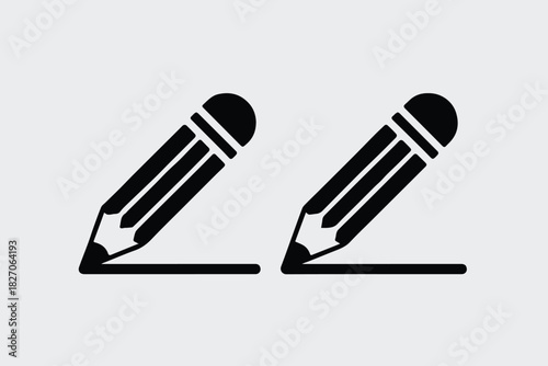 pencil icon two pencils drawing on a horizontal line vector symbol set