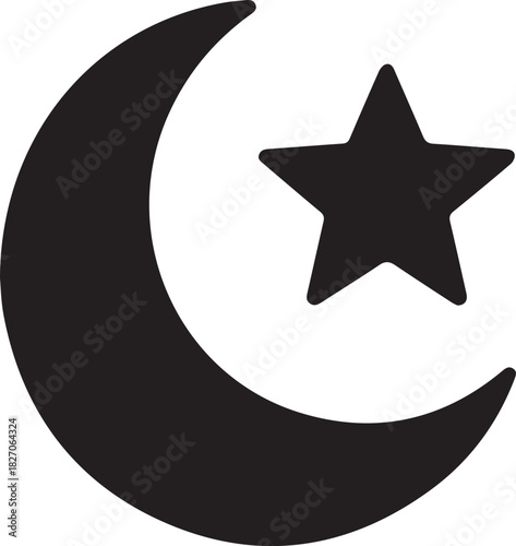 crescent star icon islamic motif for ramadan eid decoration and design