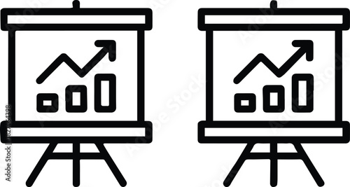 growth business chart icon set for report slide and analytics