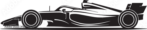 racecar minimalist black and white vector side silhouette design