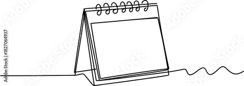 Continuous single line drawing of a minimalist desk flip calendar, symbolizing time management, schedule planning, and important dates for appointments and events. Vector, illustration