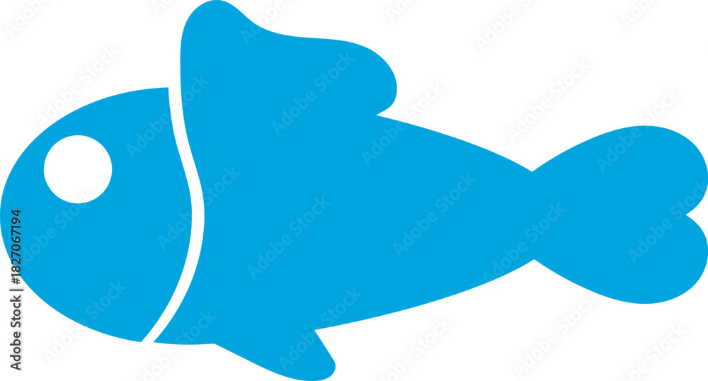 Obraz premium Fish icon, blue fish isolated on a white background. Blue fish icon. Vector, designer illustration, web banner, vector.