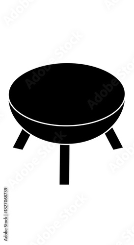 Black Silhouette of a Fire Pit on Three Legs.