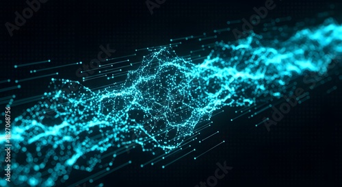 Dynamic futuristic abstract data network visualization for technological innovation and digital solutions