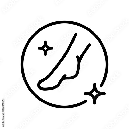 Foot care outline icon. Foot hygiene, Healthy feet, Foot treatment, Podiatrist, Podiatry icons, Pedicure icons, Foot cream. Outline vector illustration.