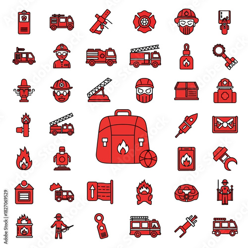 Firefighter Icons - A Comprehensive Collection of Emergency Response Symbols.