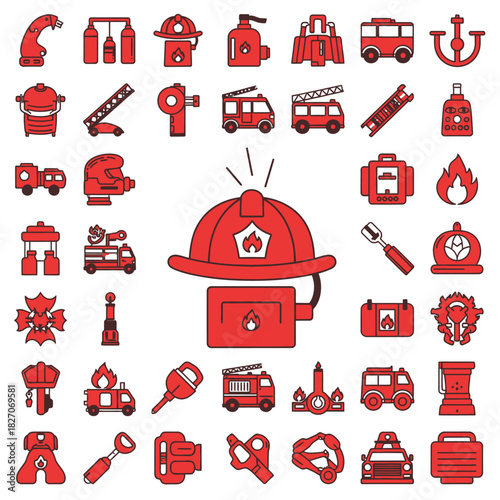 Firefighting Icons - A Comprehensive Collection of Emergency Response Symbols.