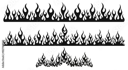 Flame Borders - A Trio of Fiery Designs for Creative Projects.