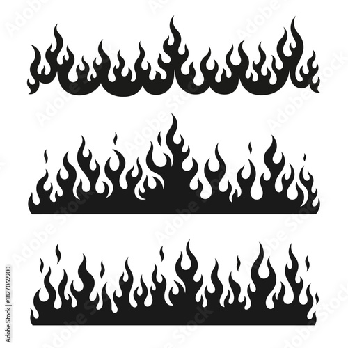 Silhouette Fire Flames - Vector Illustrations of Burning Designs.