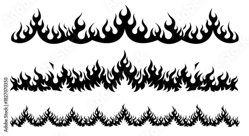 Three Fire Borders - Decorative Flame Designs.