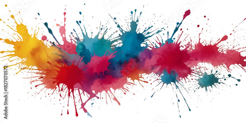 colorful rainbow holi paint color powder splash explosion isolated  in transparent background