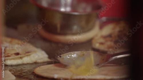 Cooking Egg roll. Delicious Indian street food.