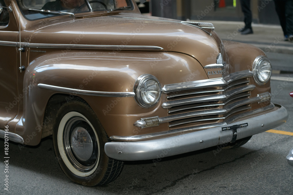 Fototapeta premium vintage automobile on a film set along Bay St, Toronto
