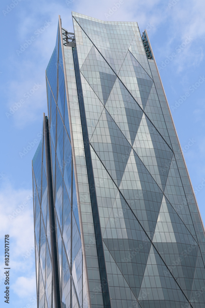 Fototapeta premium exterior of CIBC Square complex designed by WilkinsonEyre + Adamson Associates, north towers, 141 Bay St, Toronto
