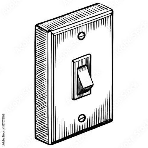 Light switch design in vintage sketch style on white background  