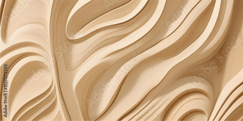 Brown wooden texture background with smooth, flowing liquid gold design pattern