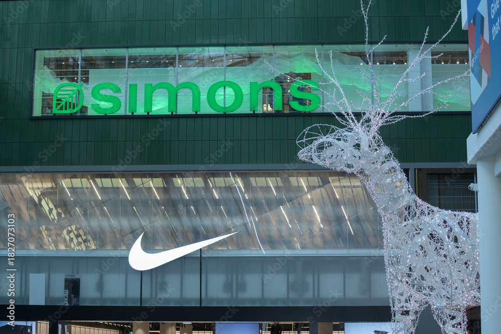 Fototapeta premium interior view of Simons dept store and Nike signs - The Eaton Center 220 Yonge St, Toronto