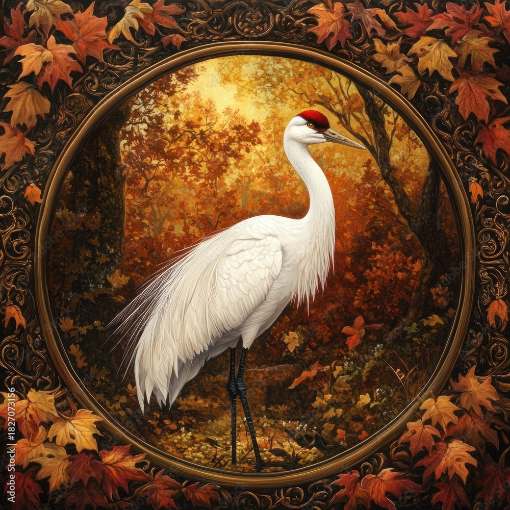 Obraz premium Crane in a forest circle