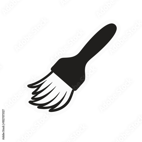 Black Comb With Thin Handle And Multiple Teeth Minimalist Clean Sticker Style Flat Vector Art Isolated On Black Background