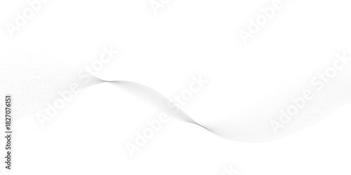 Abstract gray wave dynamic curve lines on transparent background with flowing doted halftone particles. 